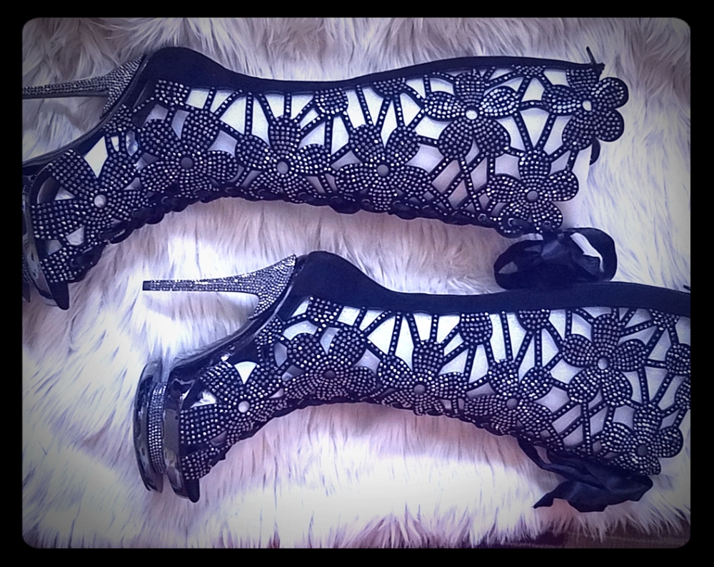 Black high hill boots